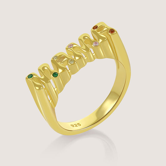 Gold-plated 925 silver Mama ring, a minimal and meaningful piece celebrating motherhood