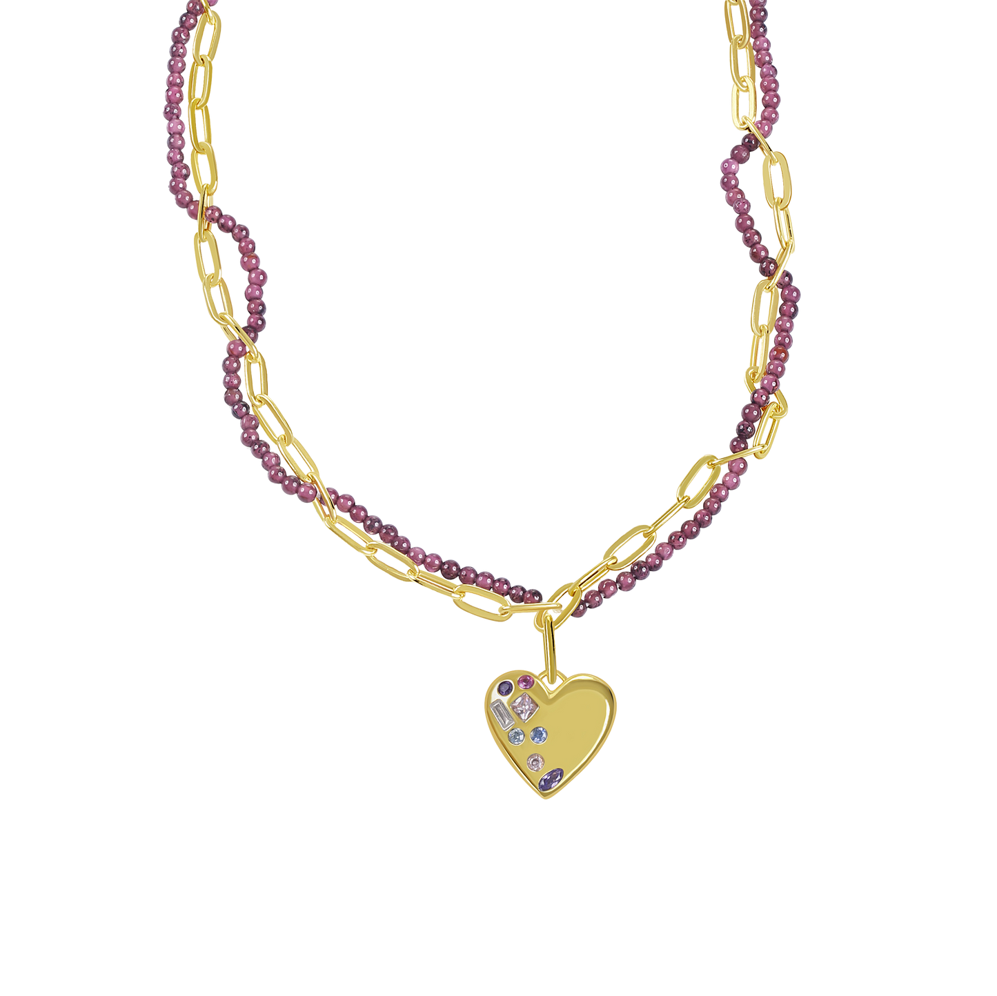 Multi-Color Heart Necklace