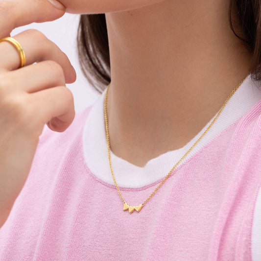 Ukiyo Triple Heart Necklace — a minimal, gold-plated 925 silver design crafted for everyday wear from Nishani’s Ukiyo collection.