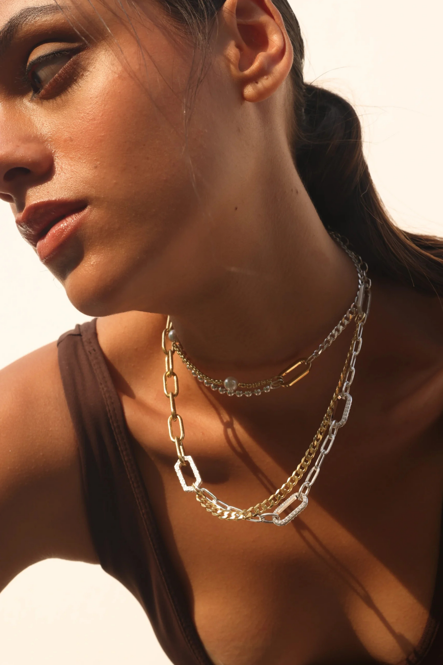 Rhodium‑plated 925 silver connector link for chains Nishani Studio