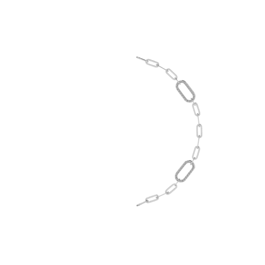 Paper Clip Chain with Cubic Zircon