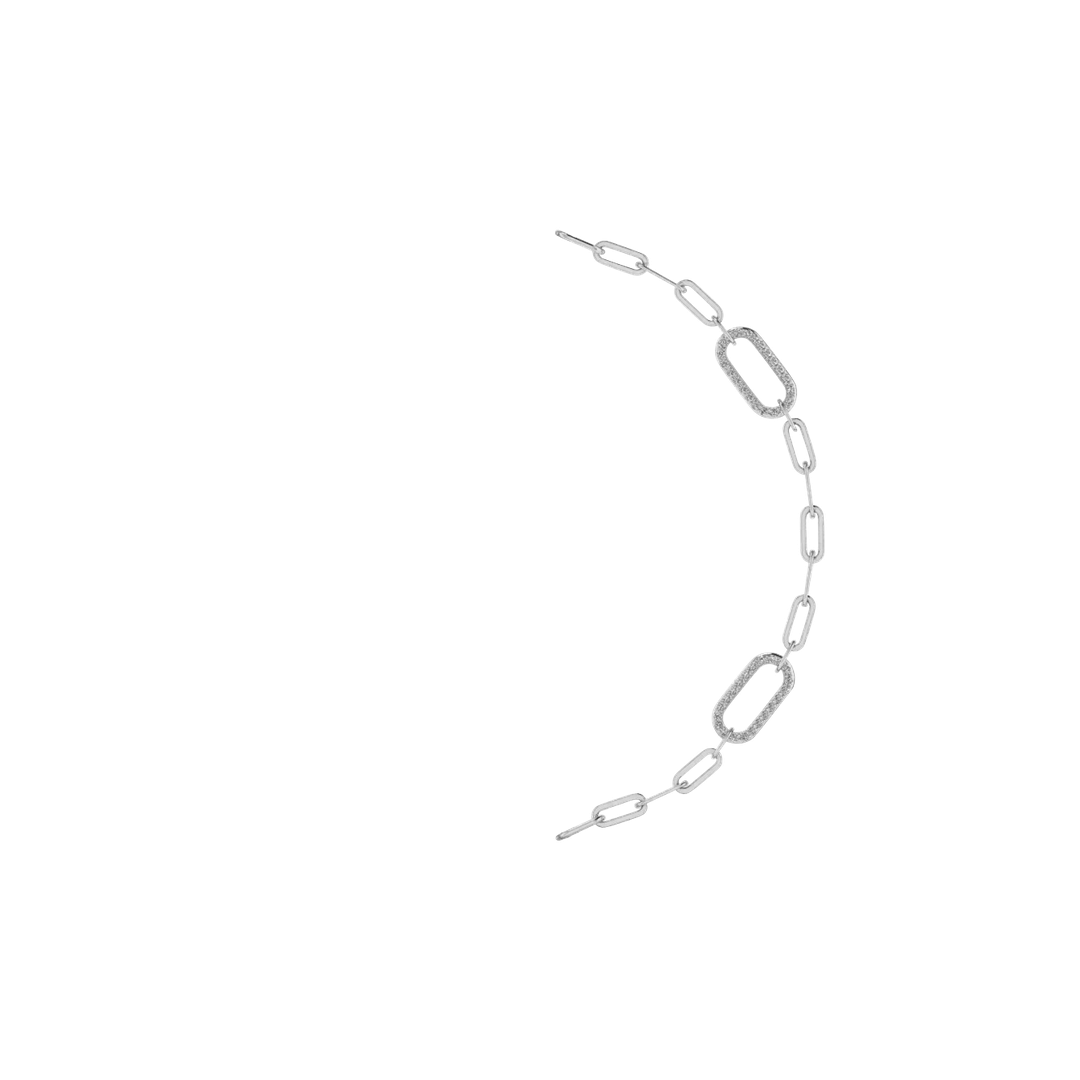 Paper Clip Chain with Cubic Zircon