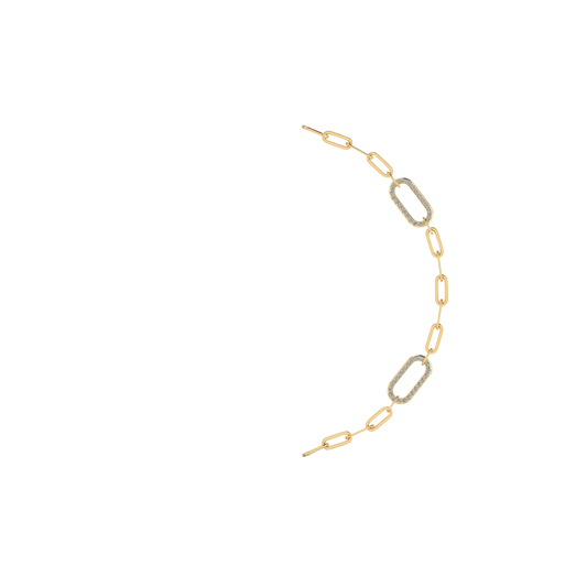 Paper Clip Chain with Cubic Zircon