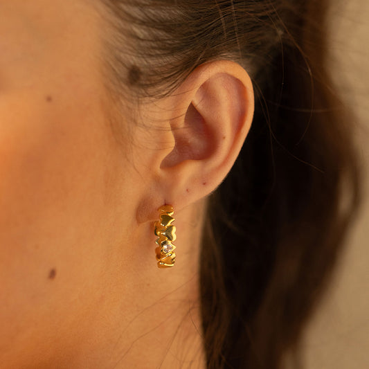 Classic Heart Earrings -front angle highlighting its romantic, youthful, and elevated design from Nishani’s Heart Collection.