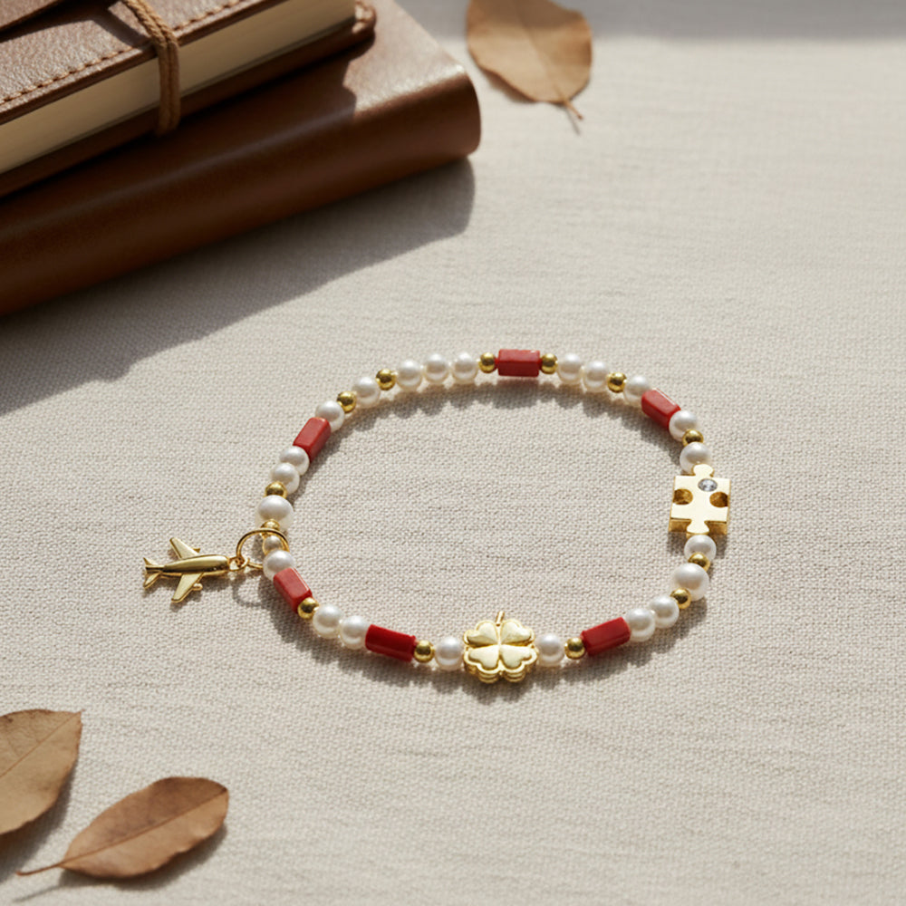 Gold-plated 925 silver bracelet from the Enishi collection, vibrant and symbolic of connection — flat lay shot.