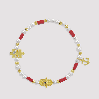 Gold-plated 925 silver bracelet from the Enishi collection, vibrant and symbolic of connection — product - front shot.