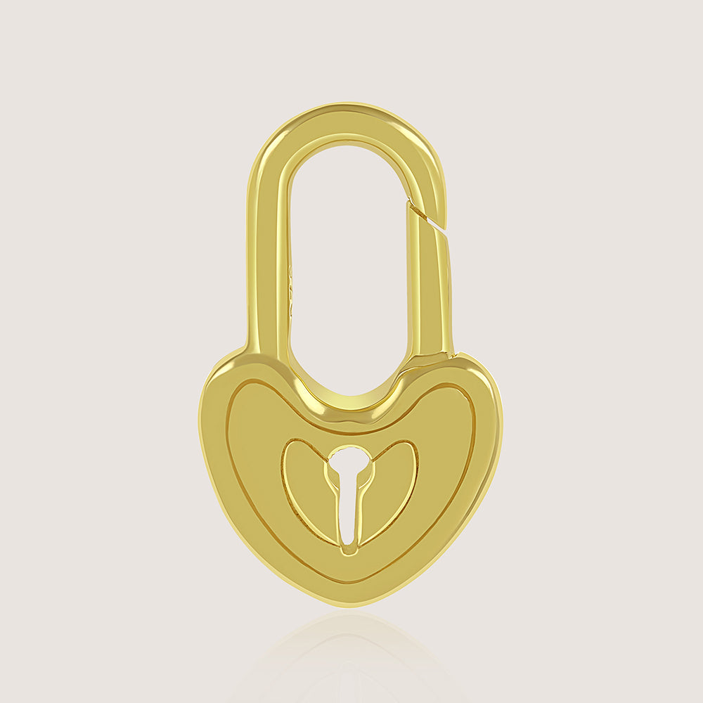 Gold-plated 925 silver heart lock from the Enishi collection, symbolizing love and unity — product - front shot.