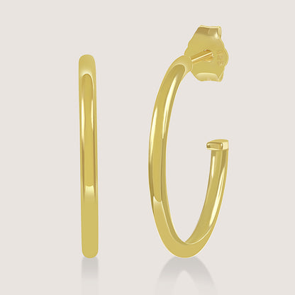 Gold-plated 925 silver hoops from the Enishi collection, minimal yet playful design — product - front shot.