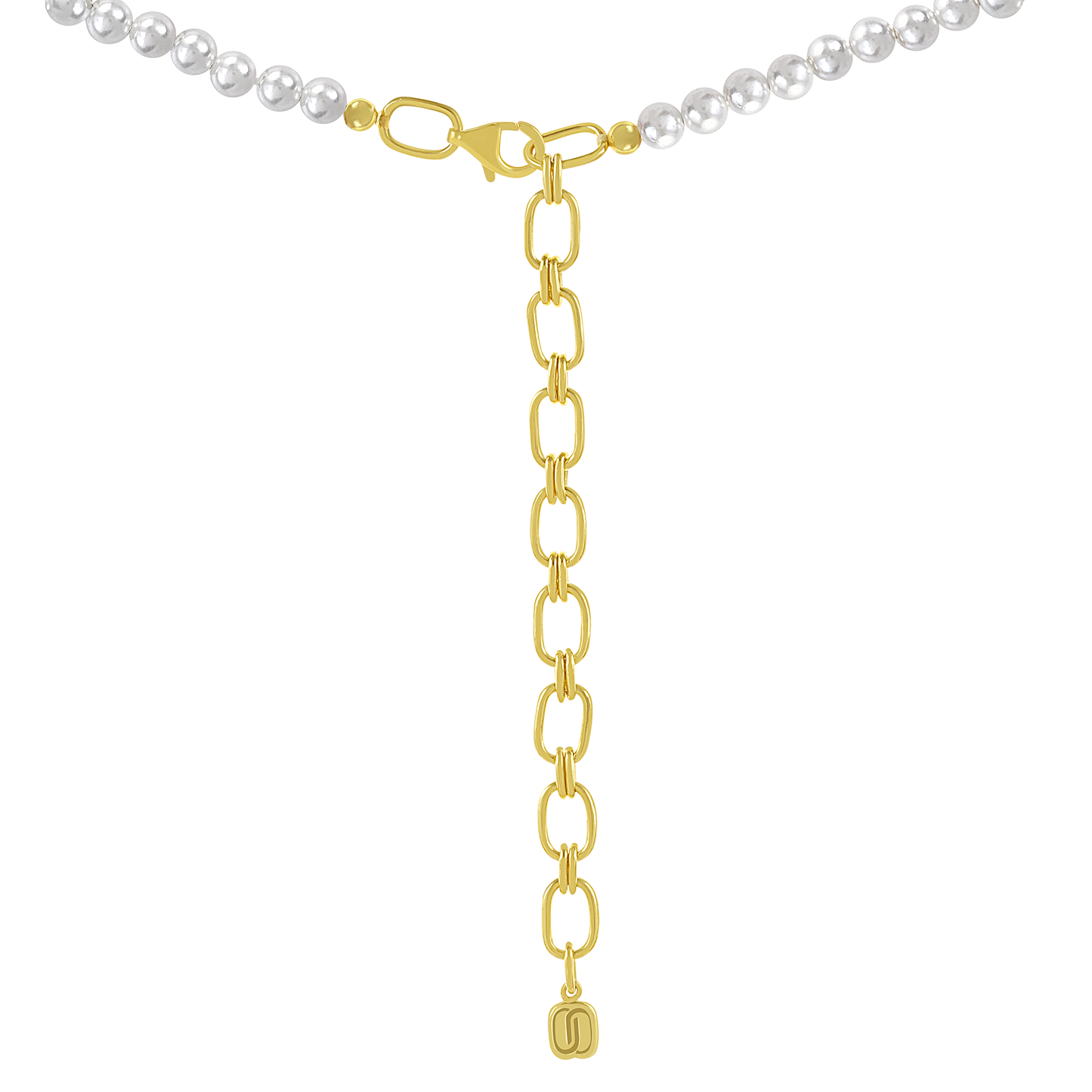 Gold-plated 925 silver necklace from the Enishi collection, colourful and modern — product - back shot.