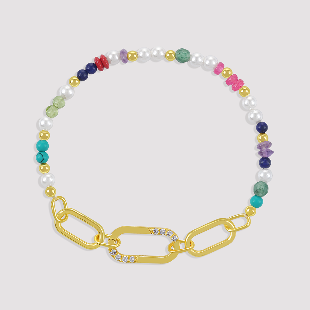 Gold-plated 925 silver bracelet from the Enishi collection, vibrant and symbolic of connection — product - front shot.