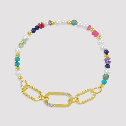 Gold-plated 925 silver bracelet from the Enishi collection, vibrant and symbolic of connection — product - front shot.
