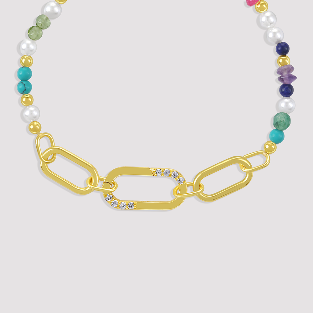Gold-plated 925 silver bracelet from the Enishi collection, vibrant and symbolic of connection — product - side shot.