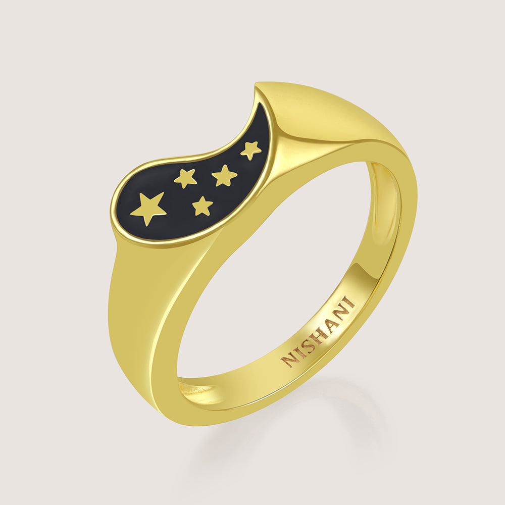 Gold-plated 925 silver ring from the Enishi collection, youthful dual-tone design celebrating bonds — product - back shot.