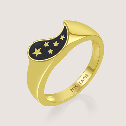 Gold-plated 925 silver ring from the Enishi collection, youthful dual-tone design celebrating bonds — product - back shot.