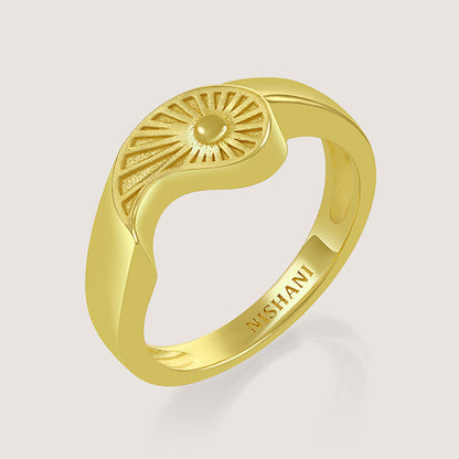 Gold-plated 925 silver ring from the Enishi collection, youthful dual-tone design celebrating bonds — product - back shot.1 