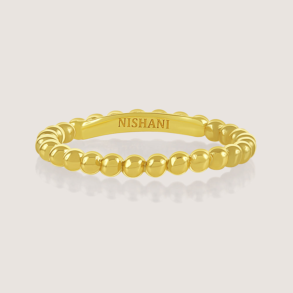 Front of Ukiyo Ball Ring — a minimal, gold-plated 925 silver design crafted for everyday wear from Nishani’s Ukiyo collection.