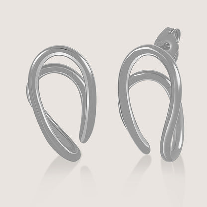 Front of Ukiyo Curved Studs — a minimal, rhodium-plated 925 silver design crafted for everyday wear from Nishani’s Ukiyo collection.