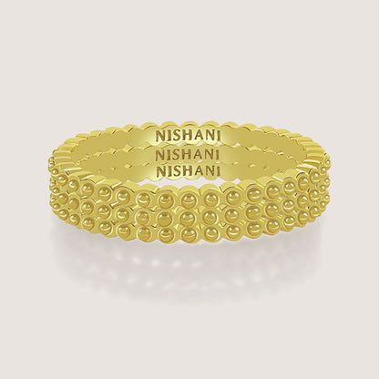 Front of Ukiyo Trio Ball Rings — a minimal, gold-plated 925 silver design crafted for everyday wear from Nishani’s Ukiyo collection.