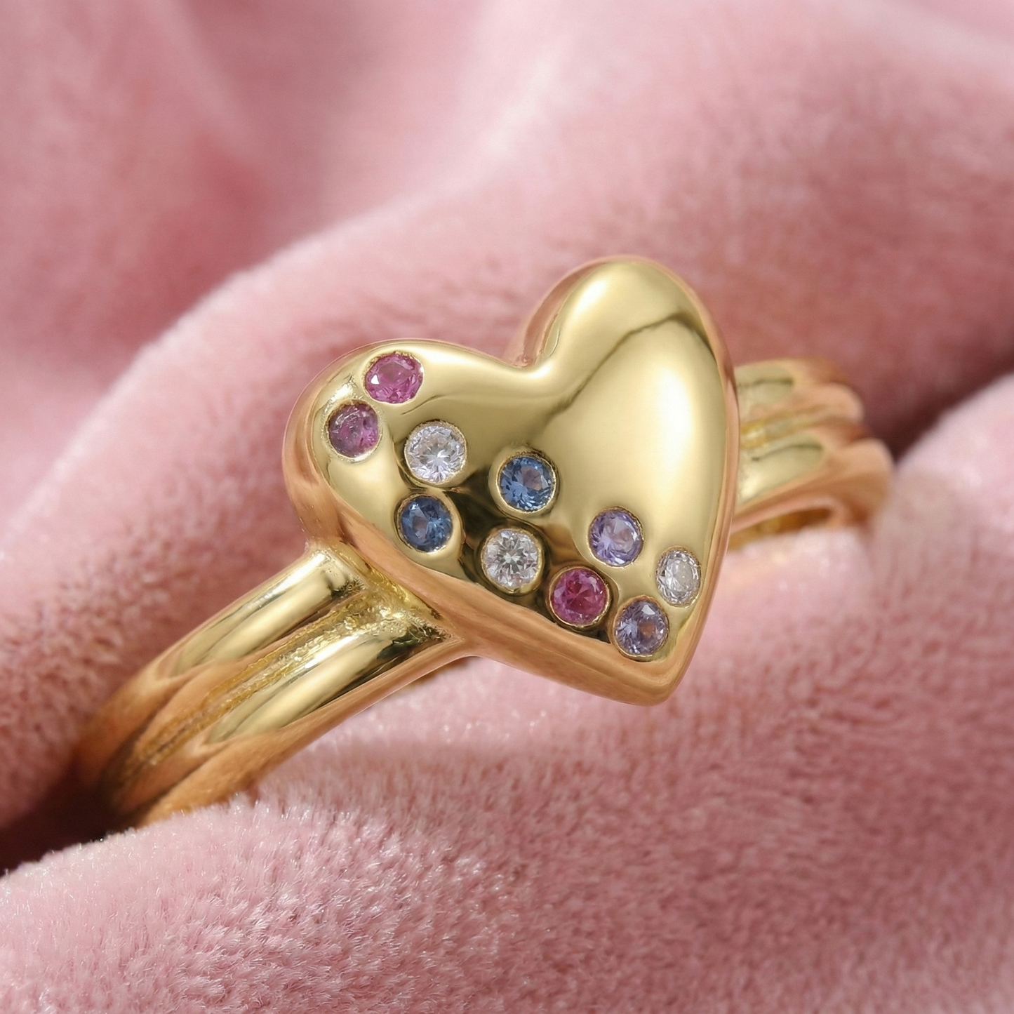 Multi-Colour Heart Ring