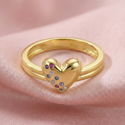 Multi-Colour Heart Ring