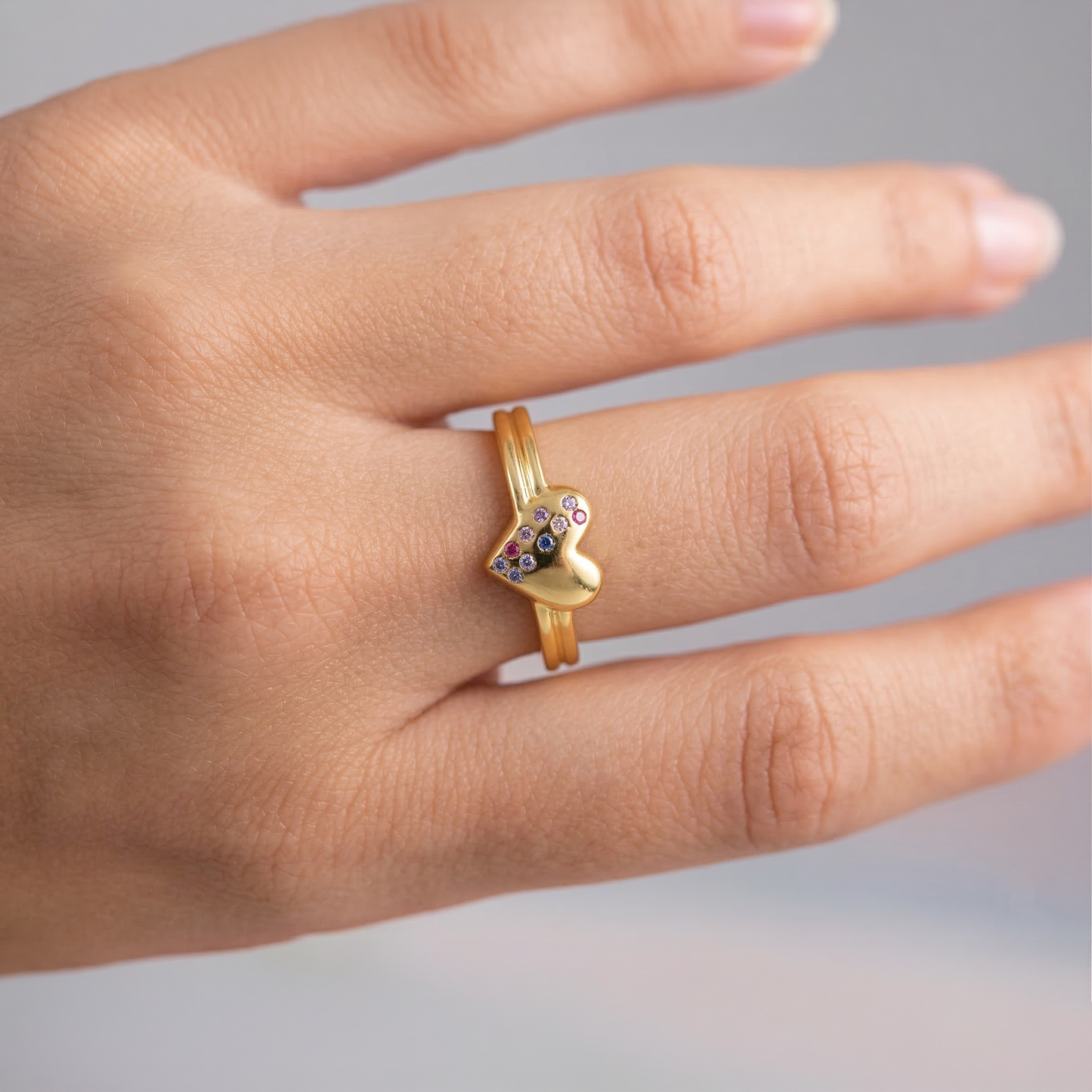 Multi-Colour Heart Ring