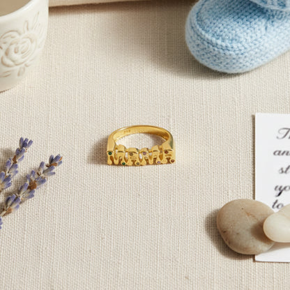 Gold-plated 925 silver Mama ring, a minimal and meaningful piece celebrating motherhood