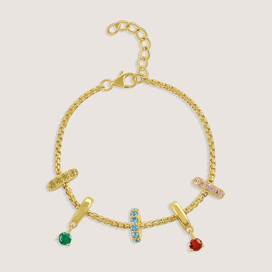 Gold-plated 925 silver mother-daughter bracelet symbolizing eternal love and connection