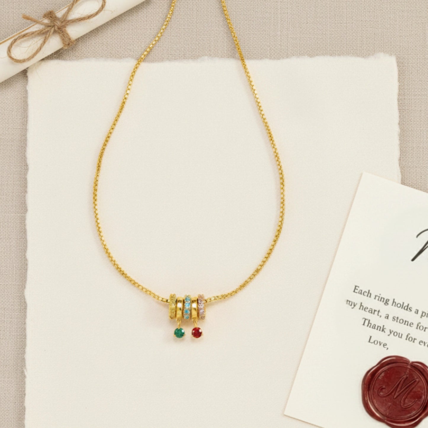 Gold-plated 925 silver mother-daughter necklace, elegant and sentimental 
