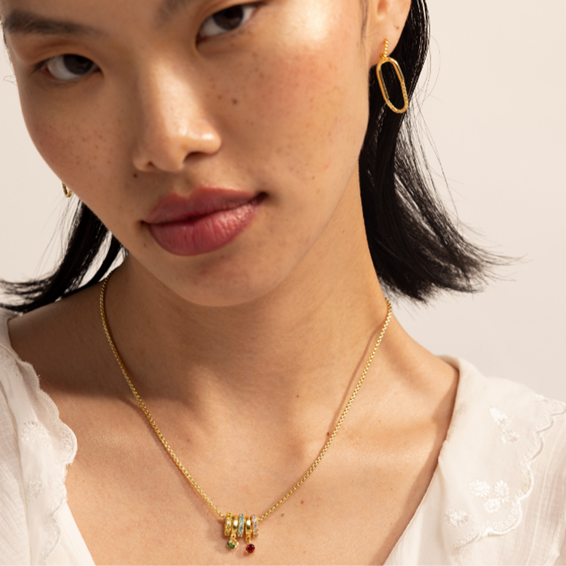 Gold-plated 925 silver mother-daughter necklace, elegant and sentimental 