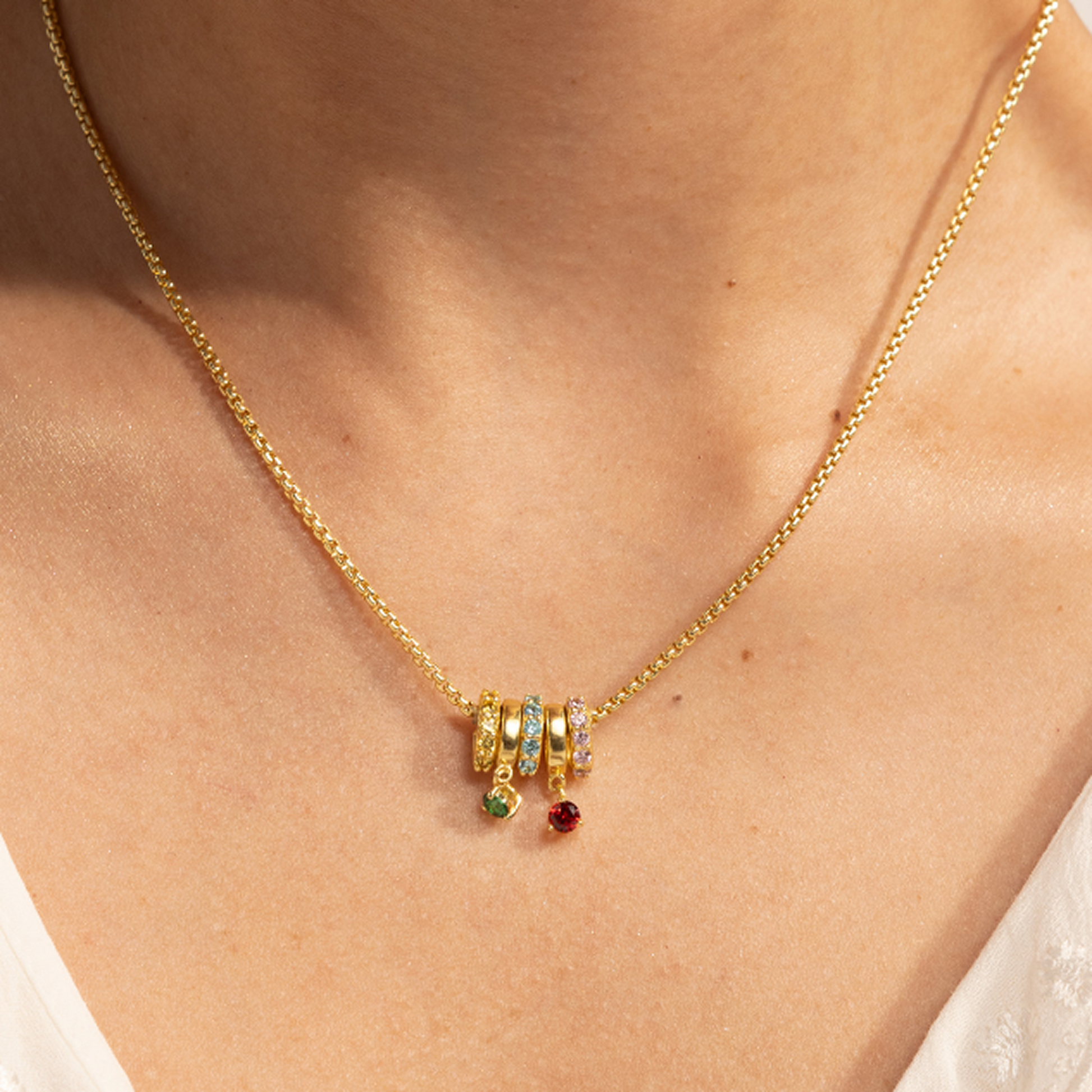 Gold-plated 925 silver mother-daughter necklace, elegant and sentimental 