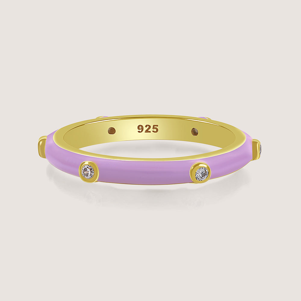 Gold-plated 925 silver multi-colour bands from the Enishi collection, celebrating unity and individuality — product - lilac front shot.