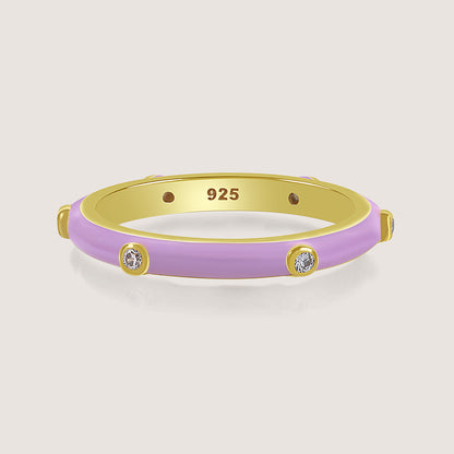 Gold-plated 925 silver multi-colour bands from the Enishi collection, celebrating unity and individuality — product - lilac front shot.
