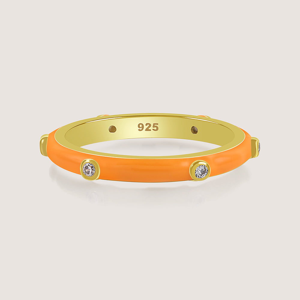 Gold-plated 925 silver multi-colour bands from the Enishi collection, celebrating unity and individuality — product - orange front shot.