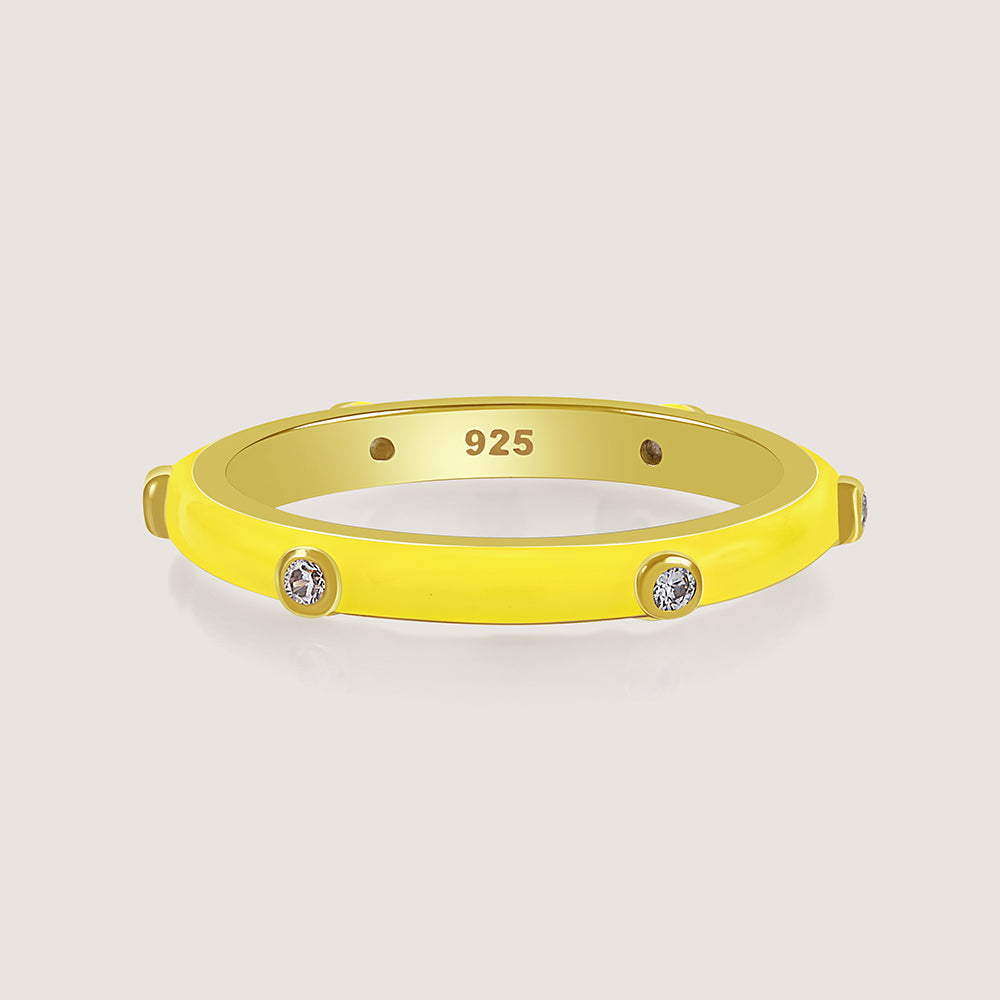 Gold-plated 925 silver multi-colour bands from the Enishi collection, celebrating unity and individuality — product - yellow front shot.