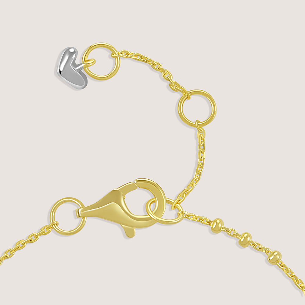 Gold and rhodium organic heart bracelet in 925 silver, sculptural and romantic — product - back shot.