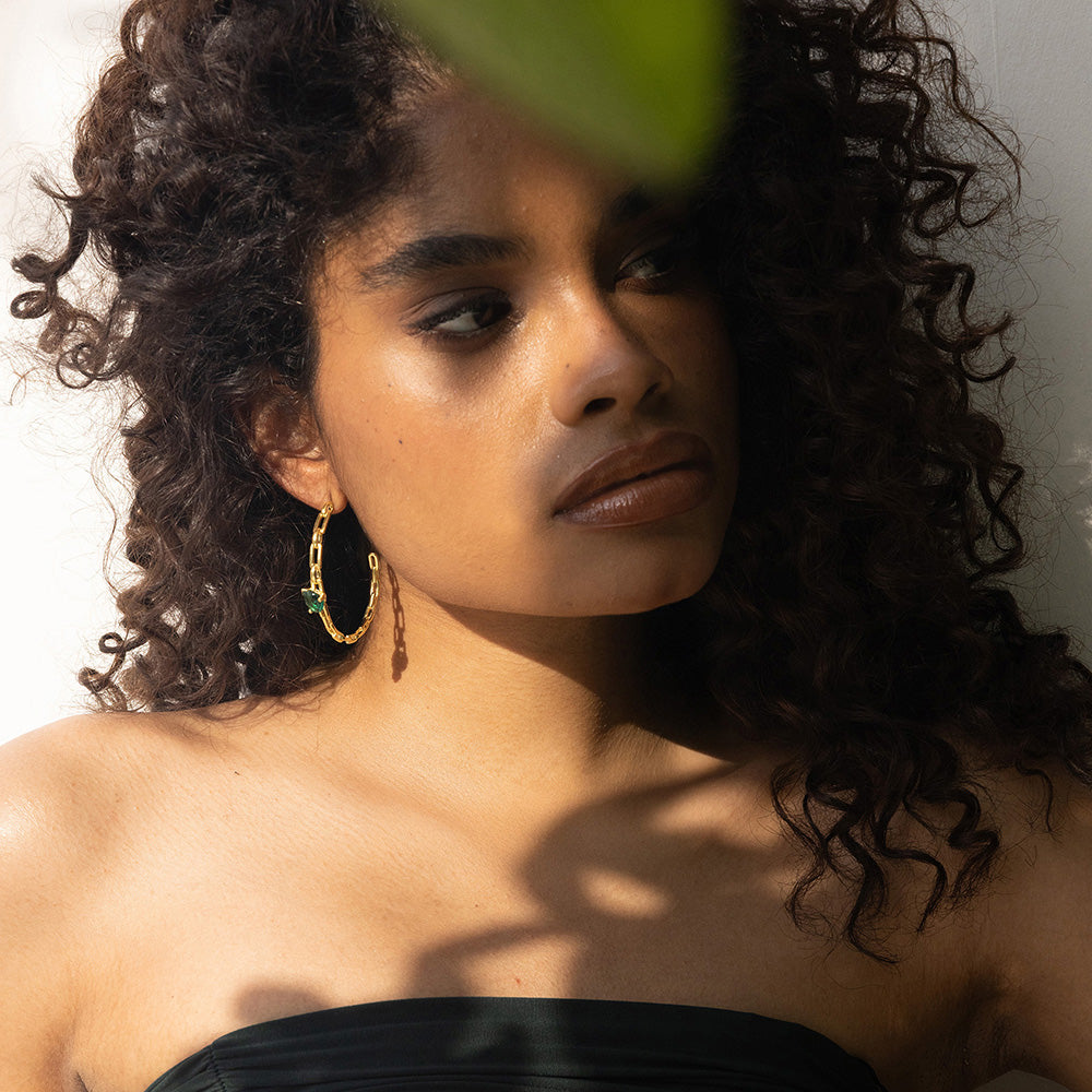 KiraKira Bold Hoops –  highlighting its festive sparkle and glamour, part of Nishani’s KiraKira Collection.