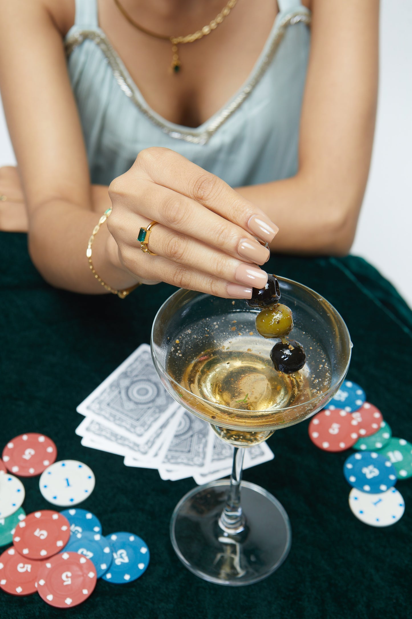 Model Image 1 of KiraKira Emerald Ring | 925 Silver Gold-Plated from Nishani’s Kira Kira festive collection — handcrafted emerald jewelry, ring in gold-plated 925 silver.
