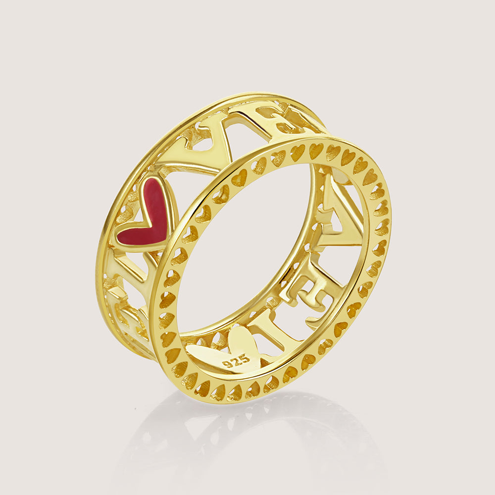 Love Band Ring – front angle highlighting its romantic, youthful, and elevated design from Nishani’s Heart Collection.