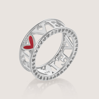 Love Band Ring – front angle highlighting its romantic, youthful, and elevated design from Nishani’s Heart Collection.