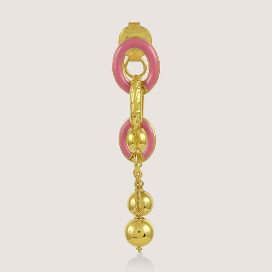 Mankai Chain Link Earrings –  front angle highlighting its vibrant enamel artistry and playful energy, part of Nishani’s Mankai Collection.