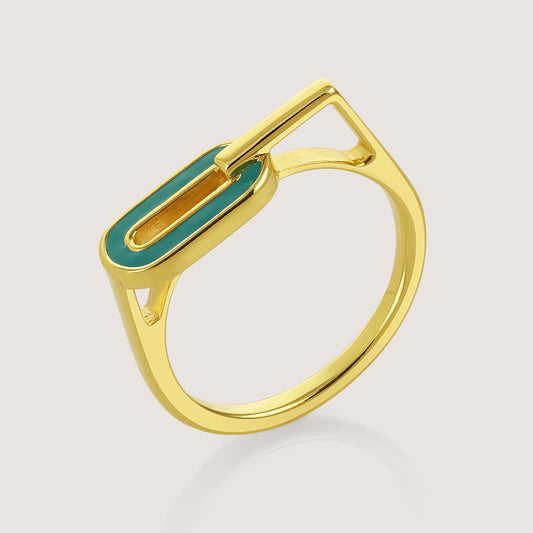 Mankai Geometric Ring – highlighting its vibrant enamel artistry and playful energy, part of Nishani’s Mankai Collection.