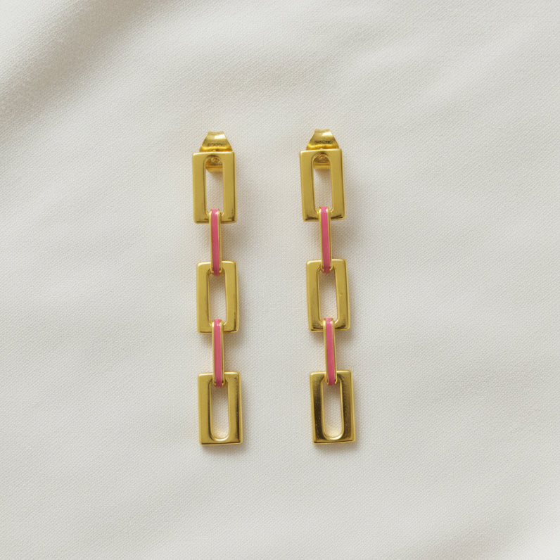 Mankai Link Earrings –  highlighting its vibrant enamel artistry and playful energy, part of Nishani’s Mankai Collection.