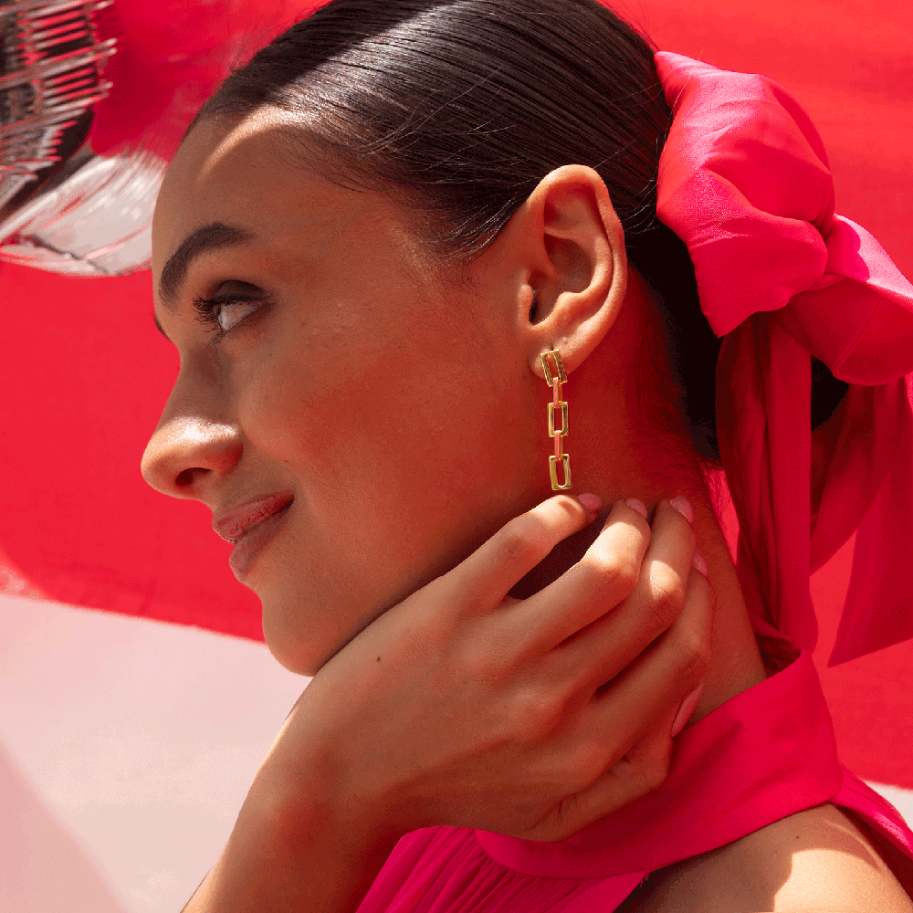 Mankai Link Earrings –  highlighting its vibrant enamel artistry and playful energy, part of Nishani’s Mankai Collection.