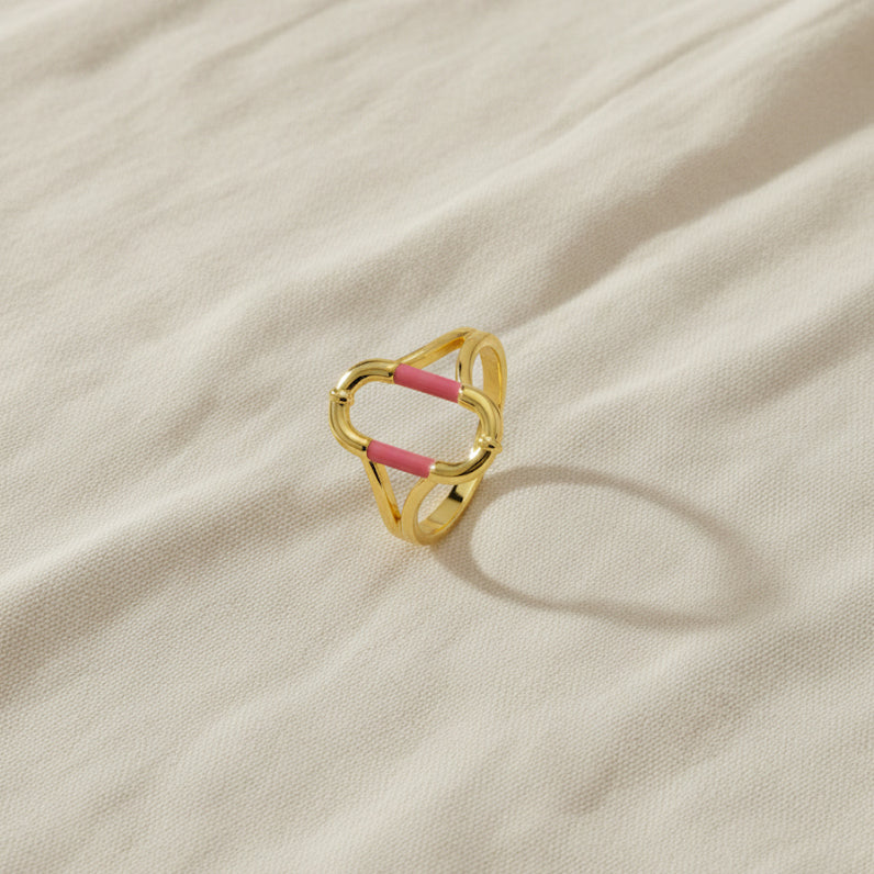Mankai Open Link Ring – highlighting its vibrant enamel artistry and playful energy, part of Nishani’s Mankai Collection.