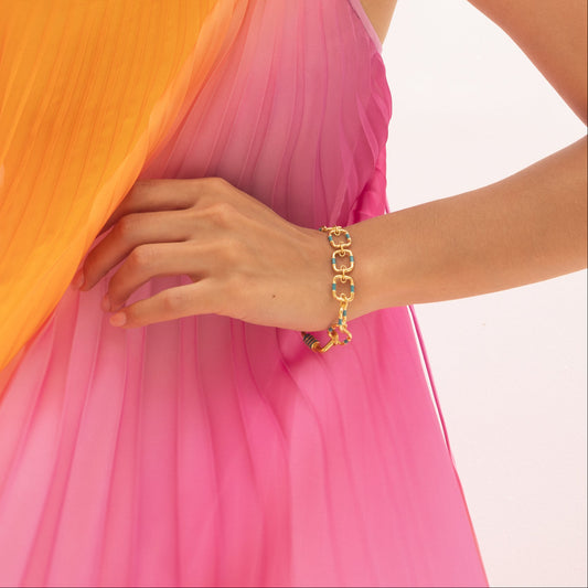 Mankai Statement Bracelet –  highlighting its vibrant enamel artistry and playful energy, part of Nishani’s Mankai Collection.