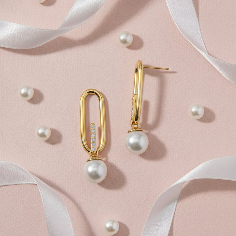 Mizuki Pearl Danglers –  highlighting its pearl elegance and sophisticated charm, part of Nishani’s Mizuki Collection.