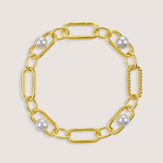Mizuki Pearl Link Bracelet –  highlighting its pearl elegance and sophisticated charm, part of Nishani’s Mizuki Collection.