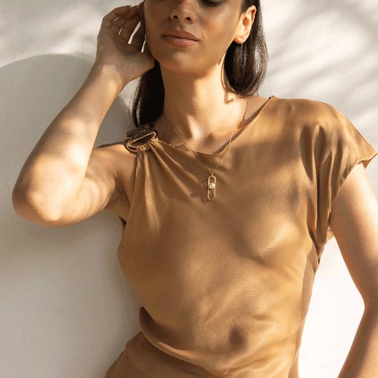 Mizuki Pearl Necklace –  highlighting its pearl elegance and sophisticated charm, part of Nishani’s Mizuki Collection.