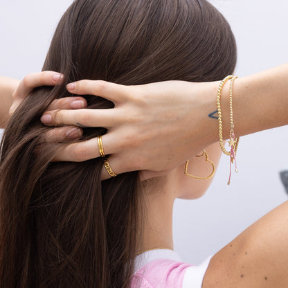 Model Image 3 of Ukiyo Beaded Thread Bracelet — a minimal, gold-plated 925 silver design crafted for everyday wear from Nishani’s Ukiyo collection.