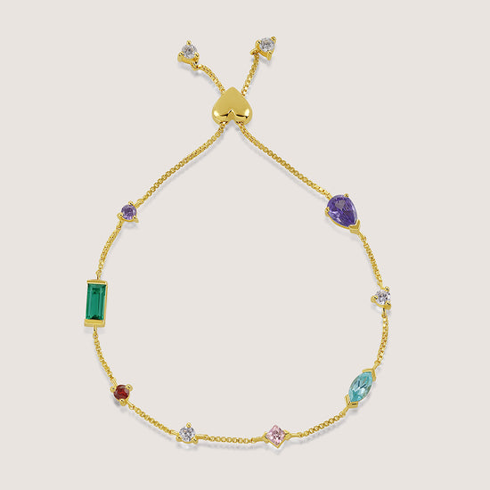 Multi-Colour Heart Bracelet - front angle highlighting its romantic, youthful, and elevated design from Nishani’s Heart Collection.